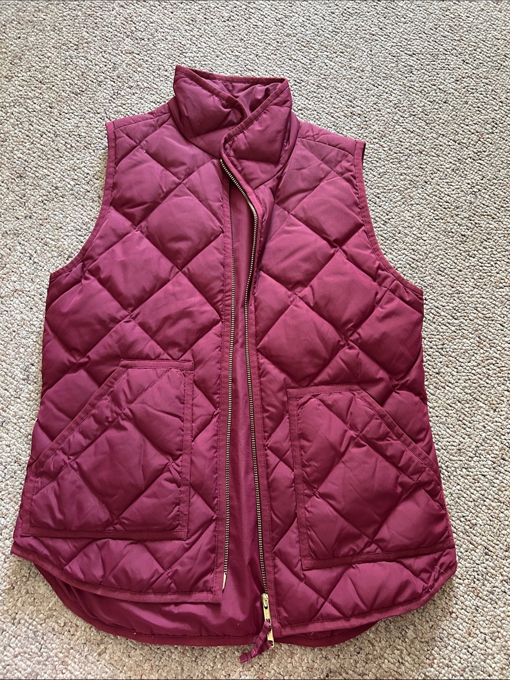 J. Crew Quilted Sleeveless Vest in Wine